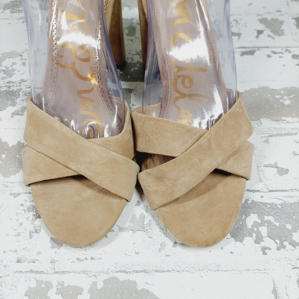 New Sam Edelman Yancy Nude Leather Ankle Strap Sandal X72 - Picture 4 of 12